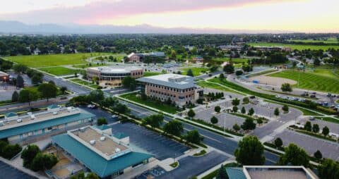 An aerial view of the Broomfield West Building